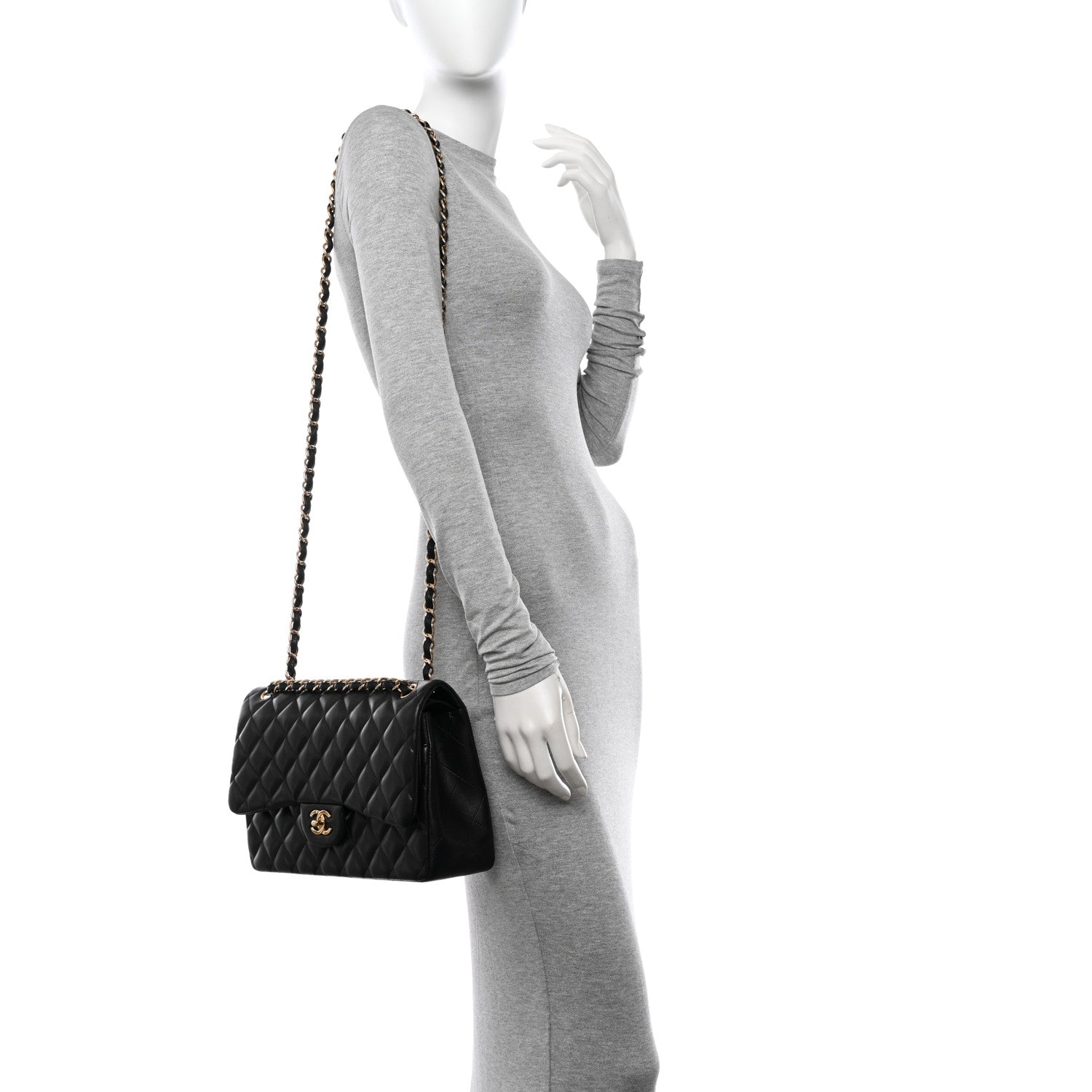 Chanel Lambskin Quilted Jumbo Double Flap Black 2 of 12