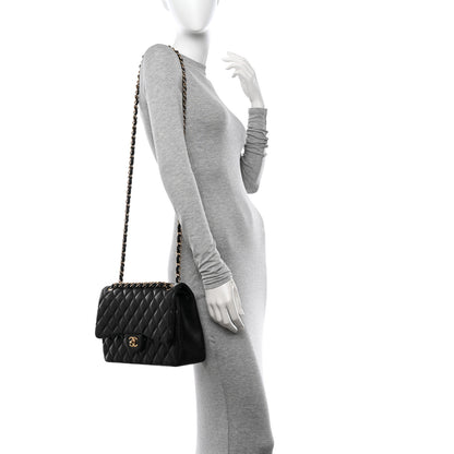 Chanel Lambskin Quilted Jumbo Double Flap Black 2 of 12