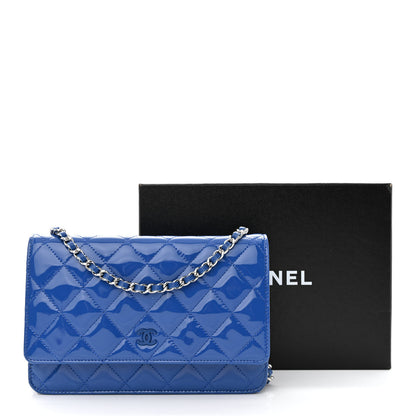 Chanel Patent Quilted Wallet On Chain WOC Dark Blue 13 of 13