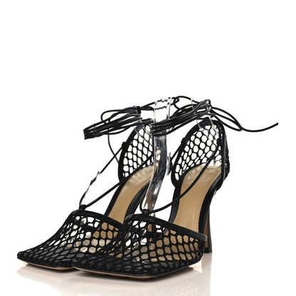 Bottega Veneta Mesh Nappa Stretch Ankle Tie Sandals 38 Black 3 of 9