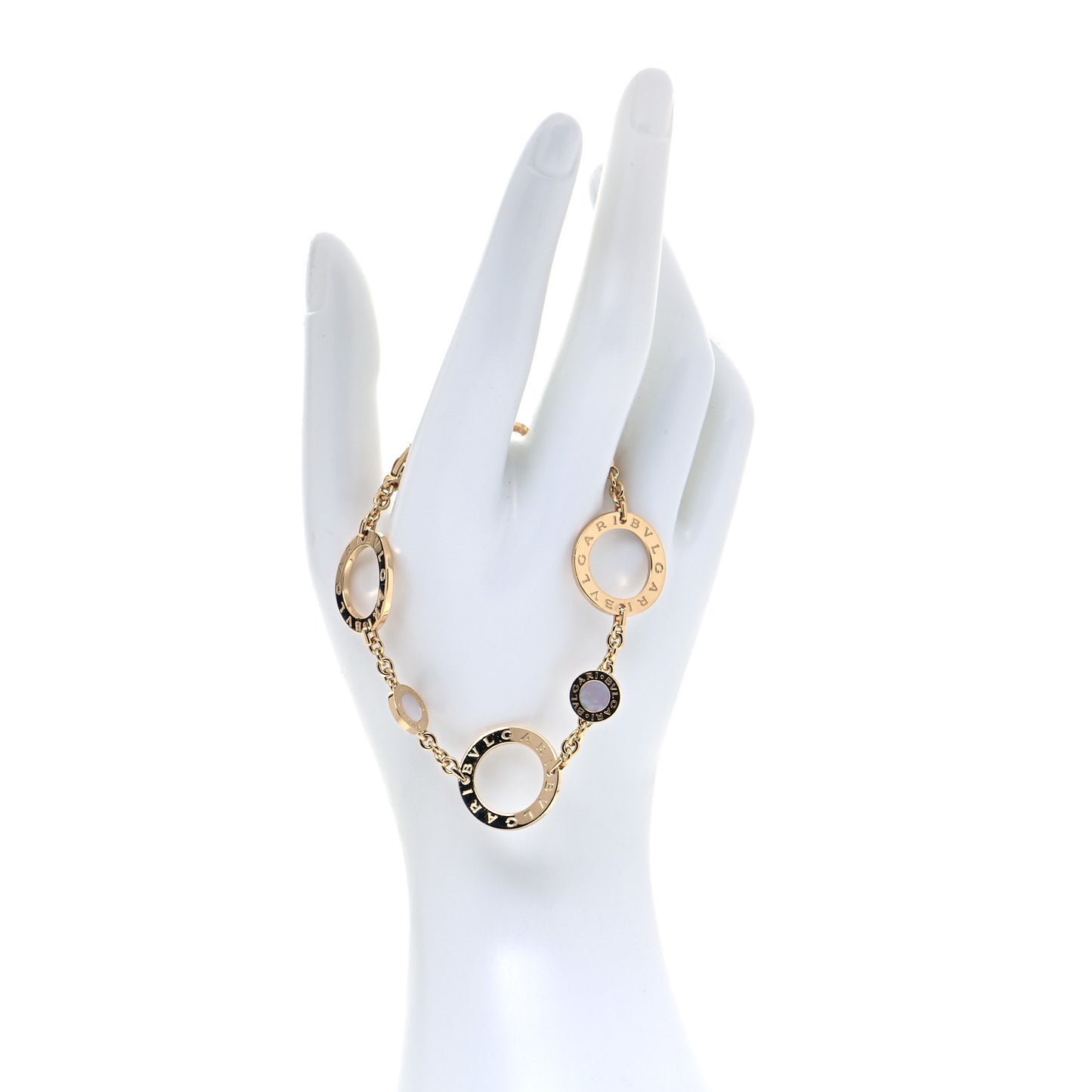 18K Yellow Gold Mother of Pearl Signature Chain Bracelet