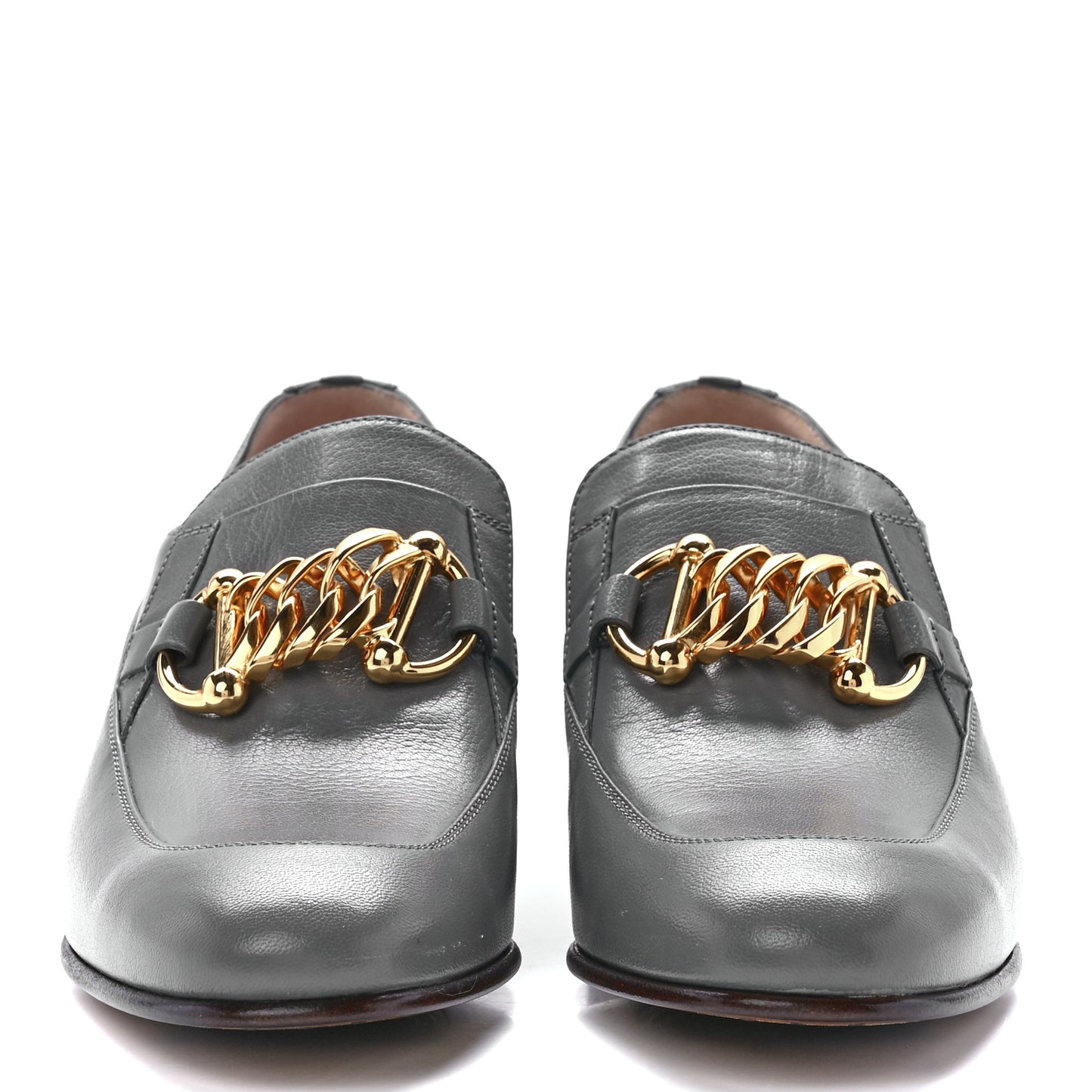 Goatskin Womens Chain Mid-Heel Loafers 39 Dusty Grey