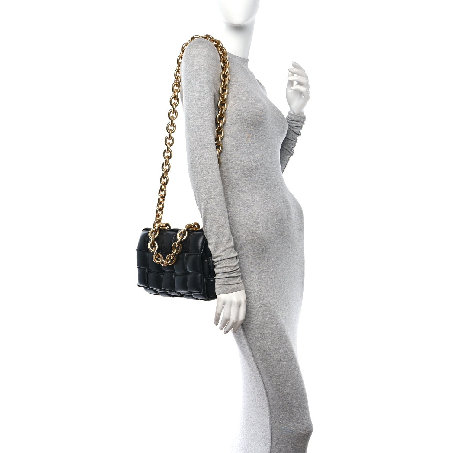 Bottega Veneta Lambskin Maxi Intreccio Padded Chain Cassette Crossbody Bag Black 3 of 11