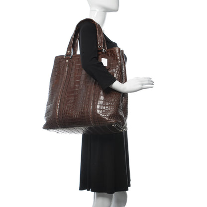 Gucci Crocodile Tote Bag Brown 2 of 13