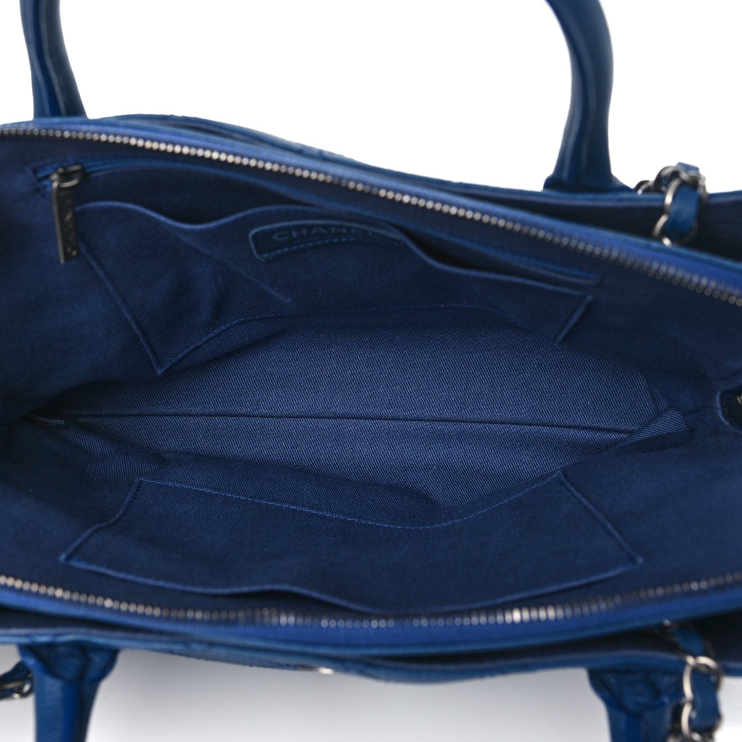 Grained Vegetal Calfskin Small Urban Shopping Tote Blue