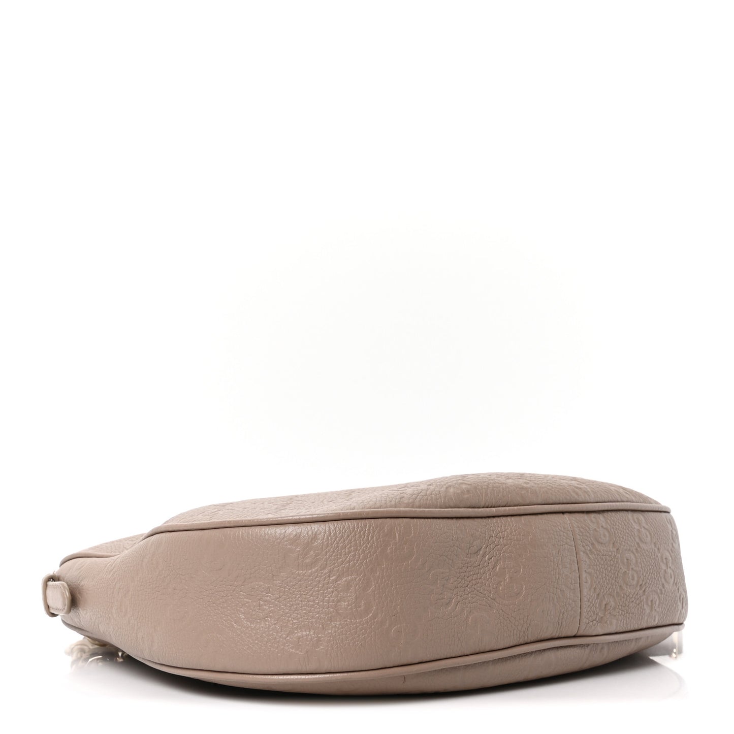 GG Grainy Calfskin Emblem Large Half Moon Shoulder Bag Taupe