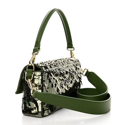 Fendi Sequin Paillettes Vitello Grace Sex and the City Baguette Avocado 3 of 9