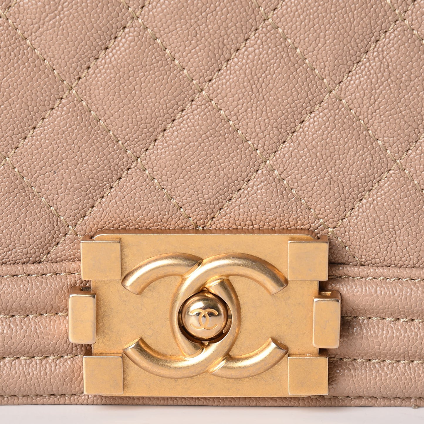 Caviar Quilted New Medium Boy Flap Dark Beige