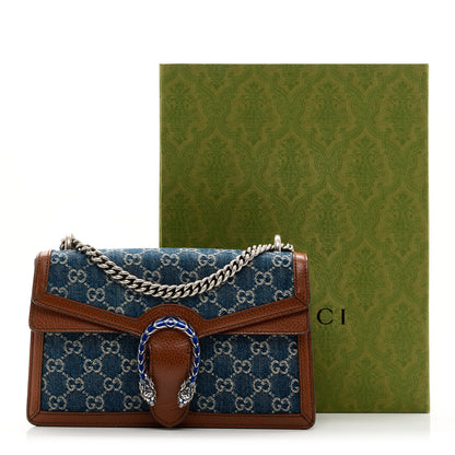 Gucci New Denim GG Monogram Dollar Calfskin Enamel Small Dionysus Shoulder Bag Blue Tea Cuir Epilog Electric Blue 20 of 21