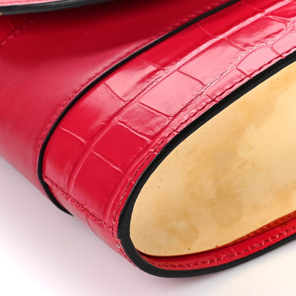 Chloe Calfskin Crocodile Embossed Small Aby Lock Dusky Red 7 of 8