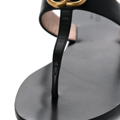 Gucci Calfskin GG Marmont Thong Sandals 37.5 Black 10 of 14