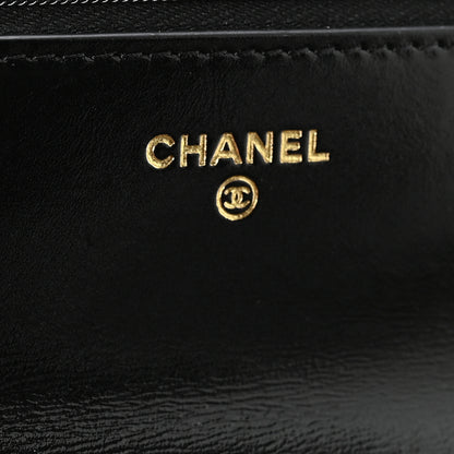 Chanel Shiny Crumpled Calfskin Quilted Precious Tie Wallet On Chain WOC Black 6 of 12