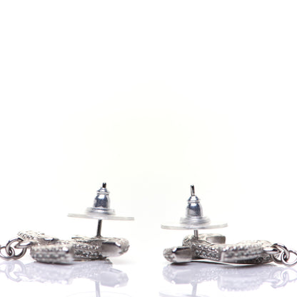 Chanel Baguette Crystal Pearl CC Drop Earrings Silver Black 4 of 8