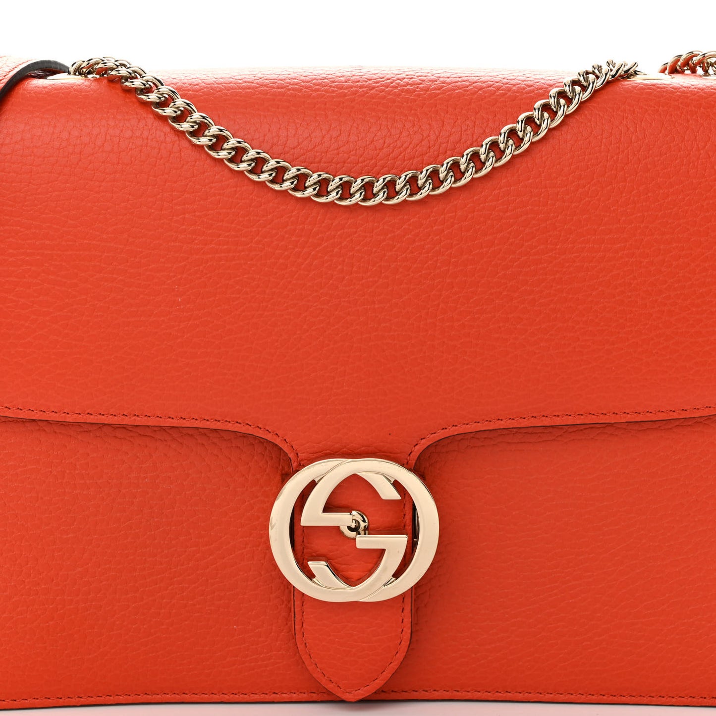 Dollar Calfskin Interlocking G Shoulder Bag Sun Orange