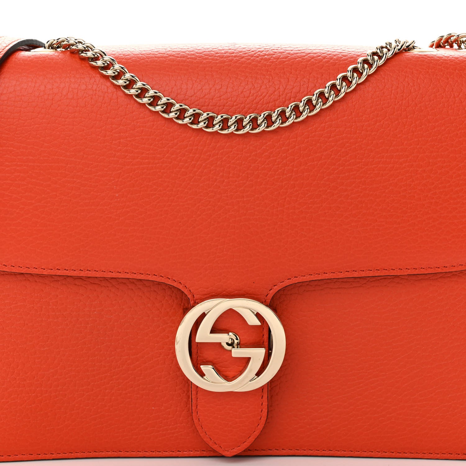 Gucci Dollar Calfskin Interlocking G Shoulder Bag Sun Orange 7 of 9