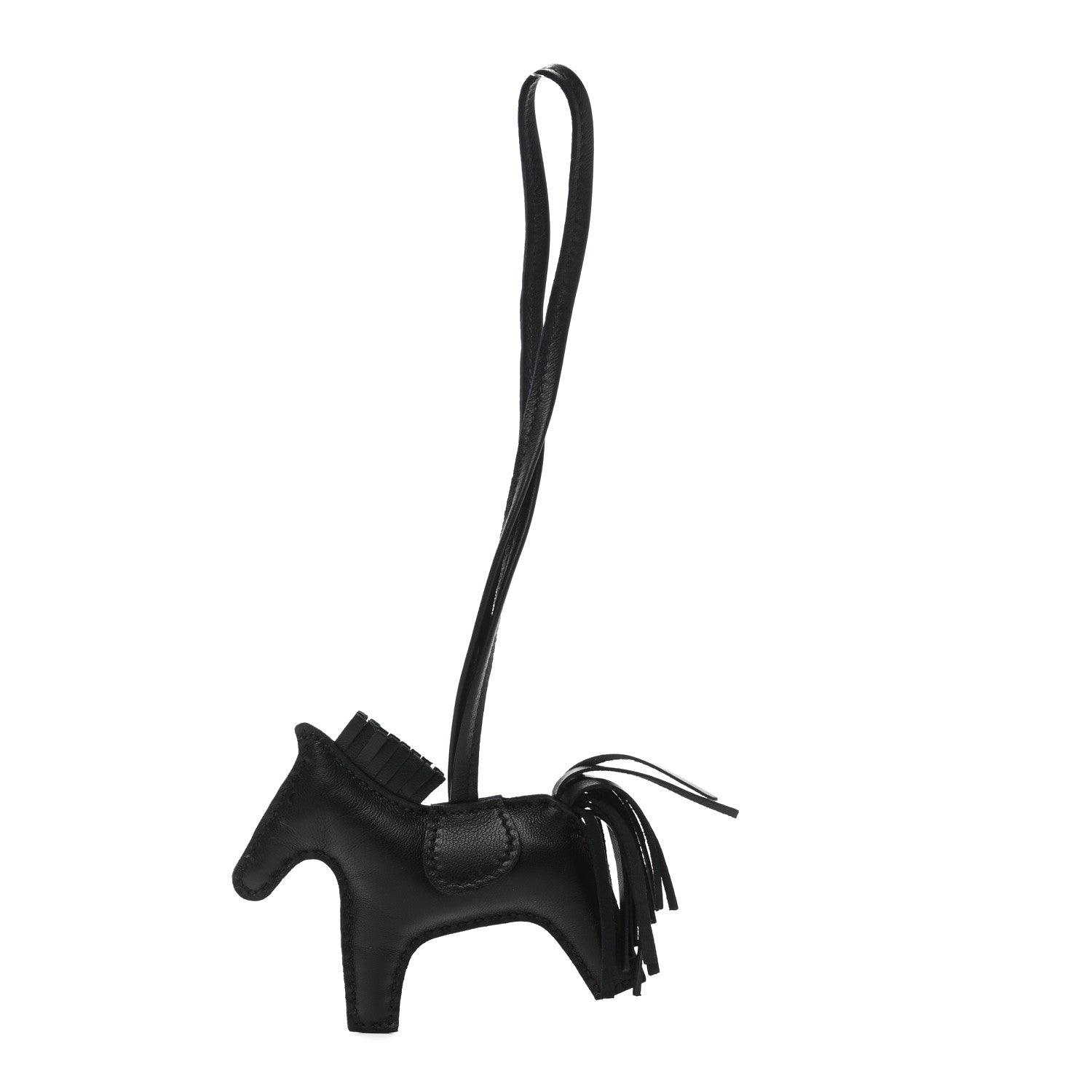 Hermes Milo Lambskin Grigri Rodeo Horse Bag Charm PM So Black 1 of 5