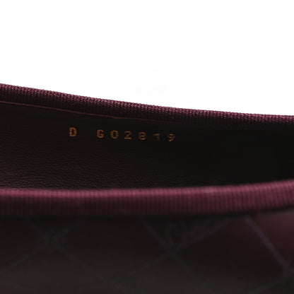 Chanel Printed Lambskin Patent CC Cap Toe Ballerina Flats 38 Burgundy Black 9 of 9