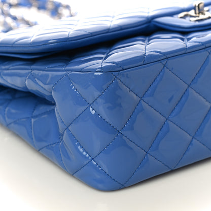 Chanel Patent Quilted Jumbo Double Flap Blue 8 of 11