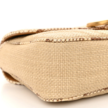 Gucci Raffia Elaphe Matelasse Small GG Marmont Shoulder Bag Natural Cream Brown 9 of 10