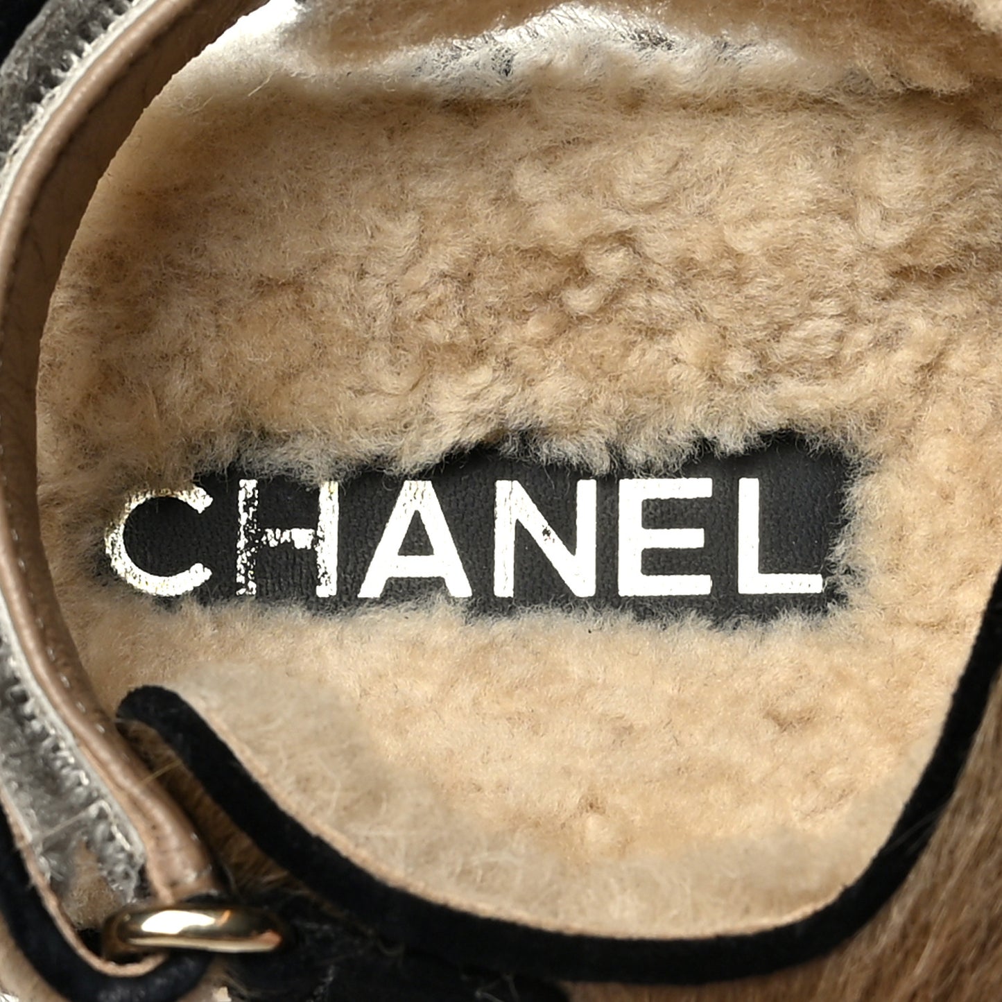 Calf Hair Suede Shearling Dad Sandals 36 Beige