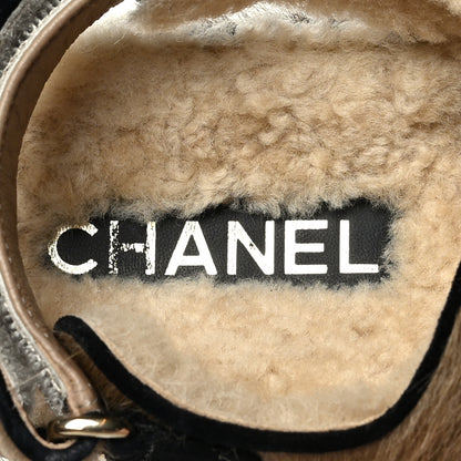 Chanel Calf Hair Suede Shearling Dad Sandals 36 Beige 6 of 7