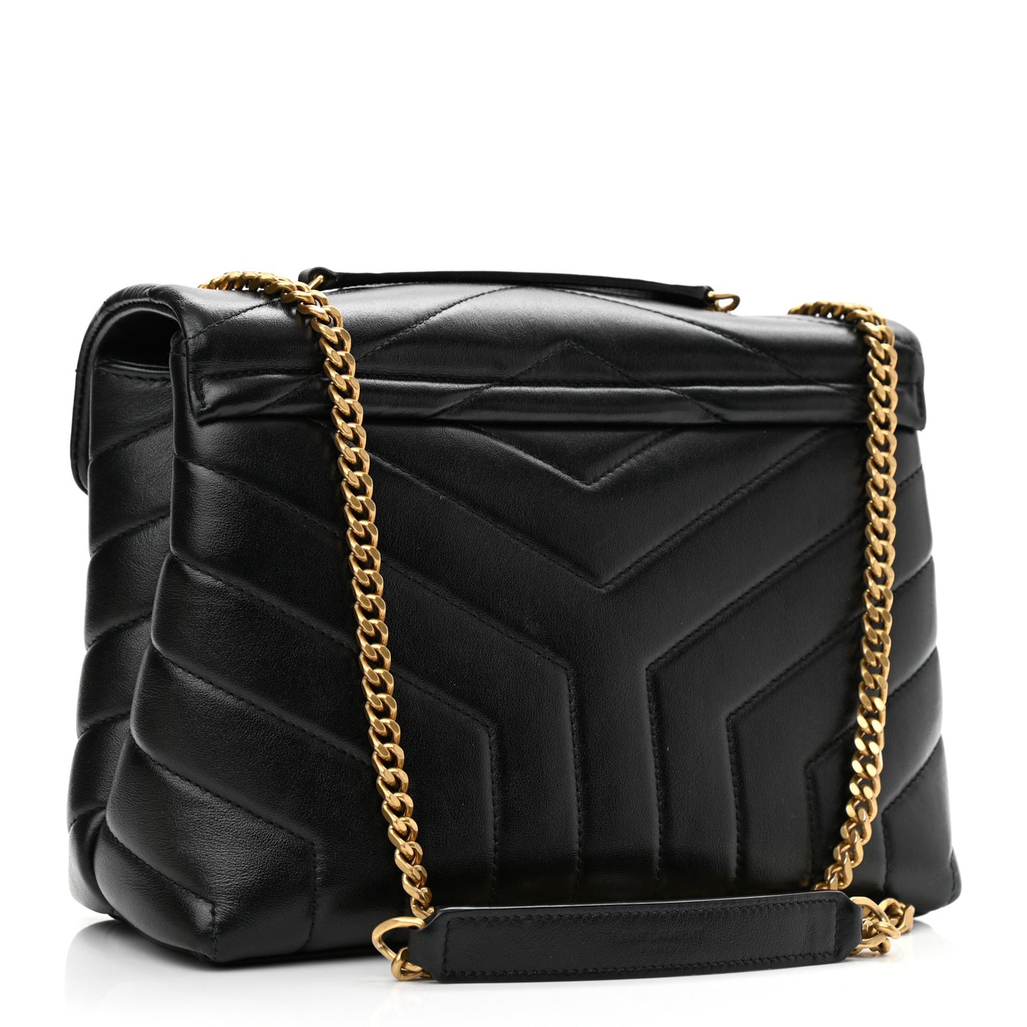 Calfskin Y Quilted Monogram Small Loulou Chain Satchel Black