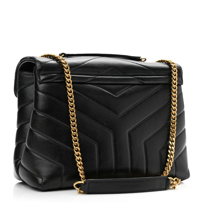Saint Laurent Calfskin Y Quilted Monogram Small Loulou Chain Satchel Black 3 of 11