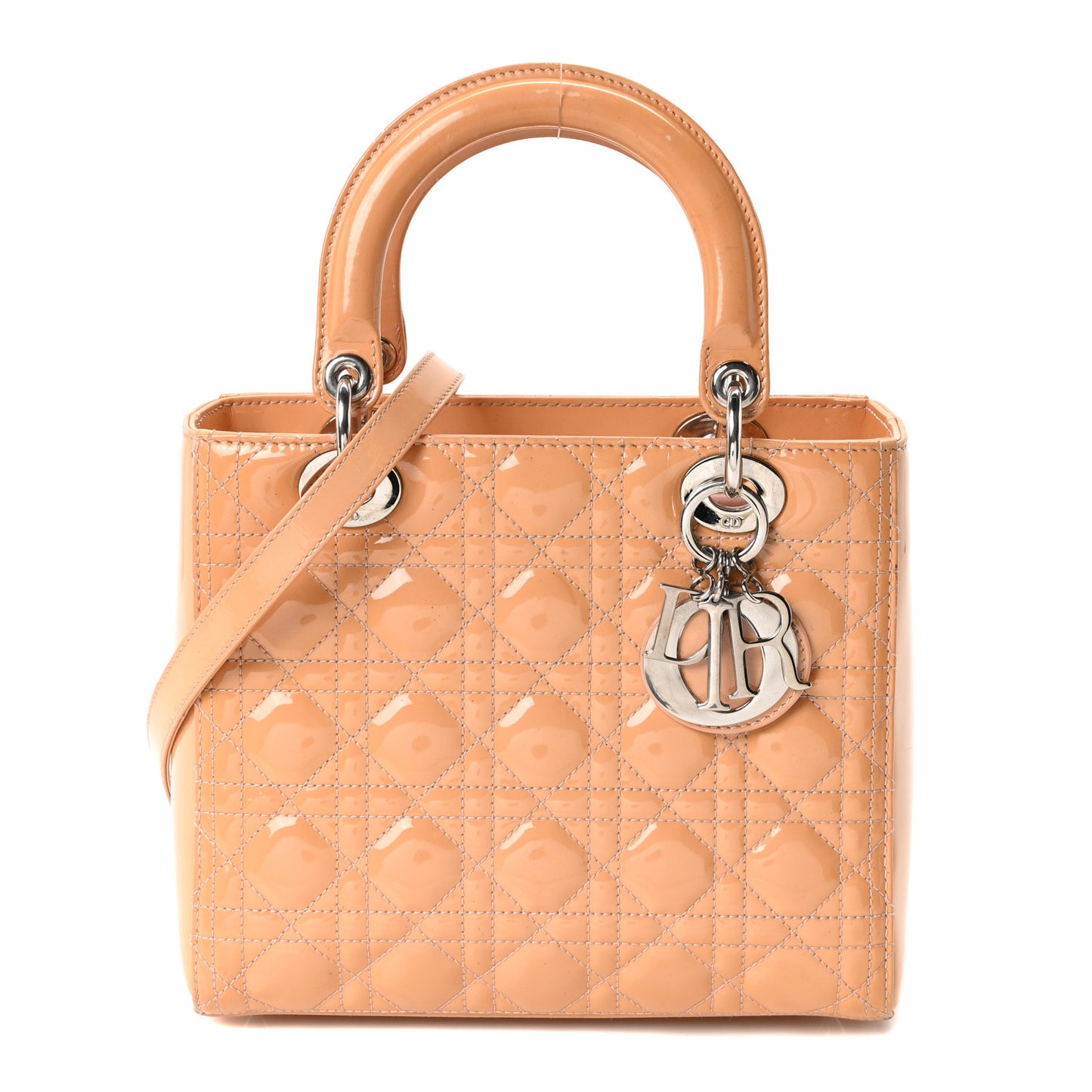 Patent Cannage Medium Lady Dior Rose Clair