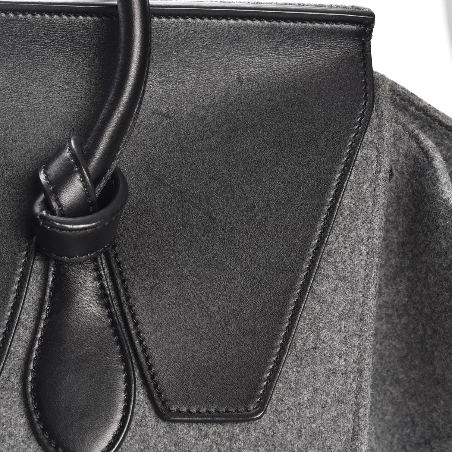 Celine Felt Calfskin Medium Tie Knot Tote Grey Black 9 of 9