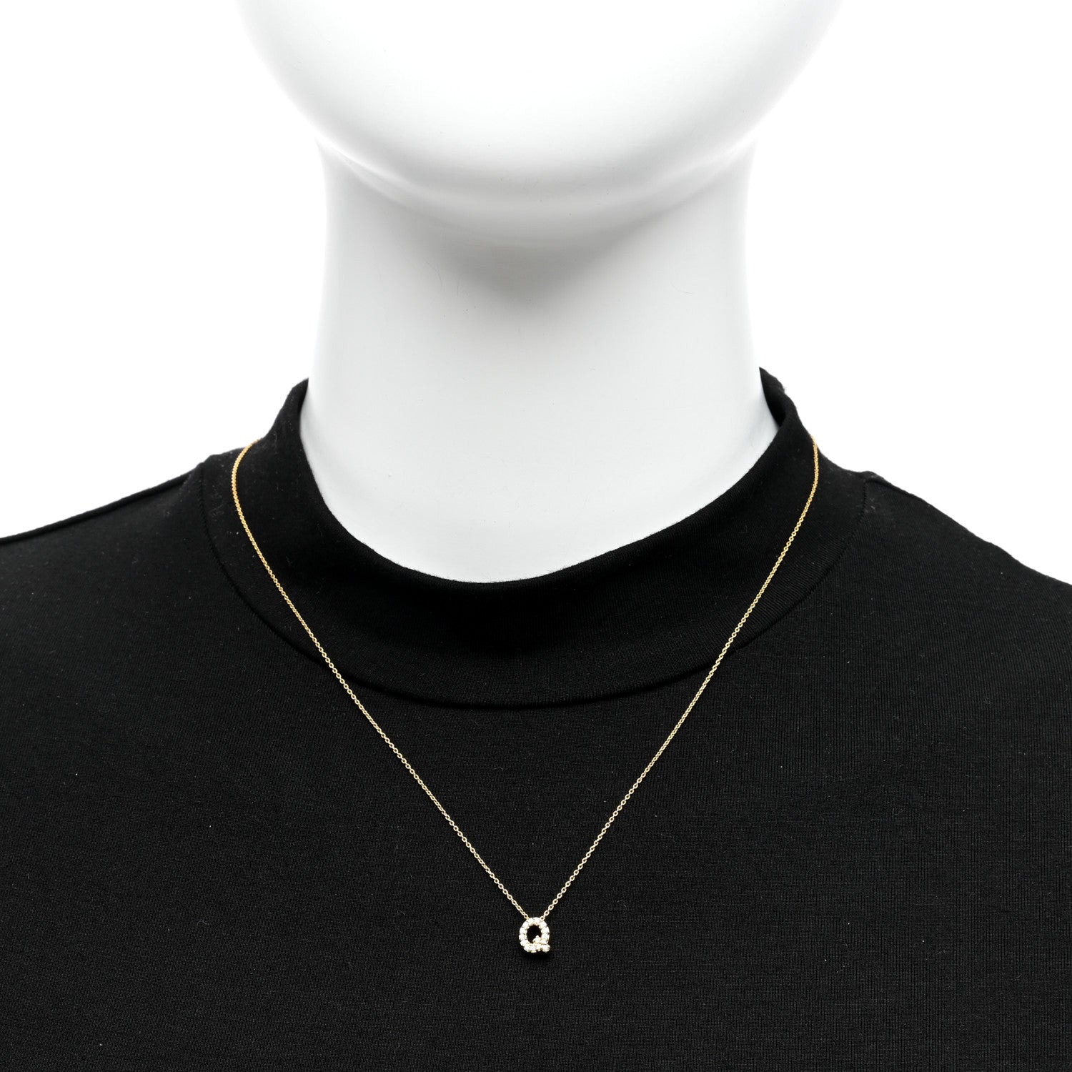 Roberto Coin 18K Yellow Gold Diamond Love Letter Q Pendant Necklace 2 of 4