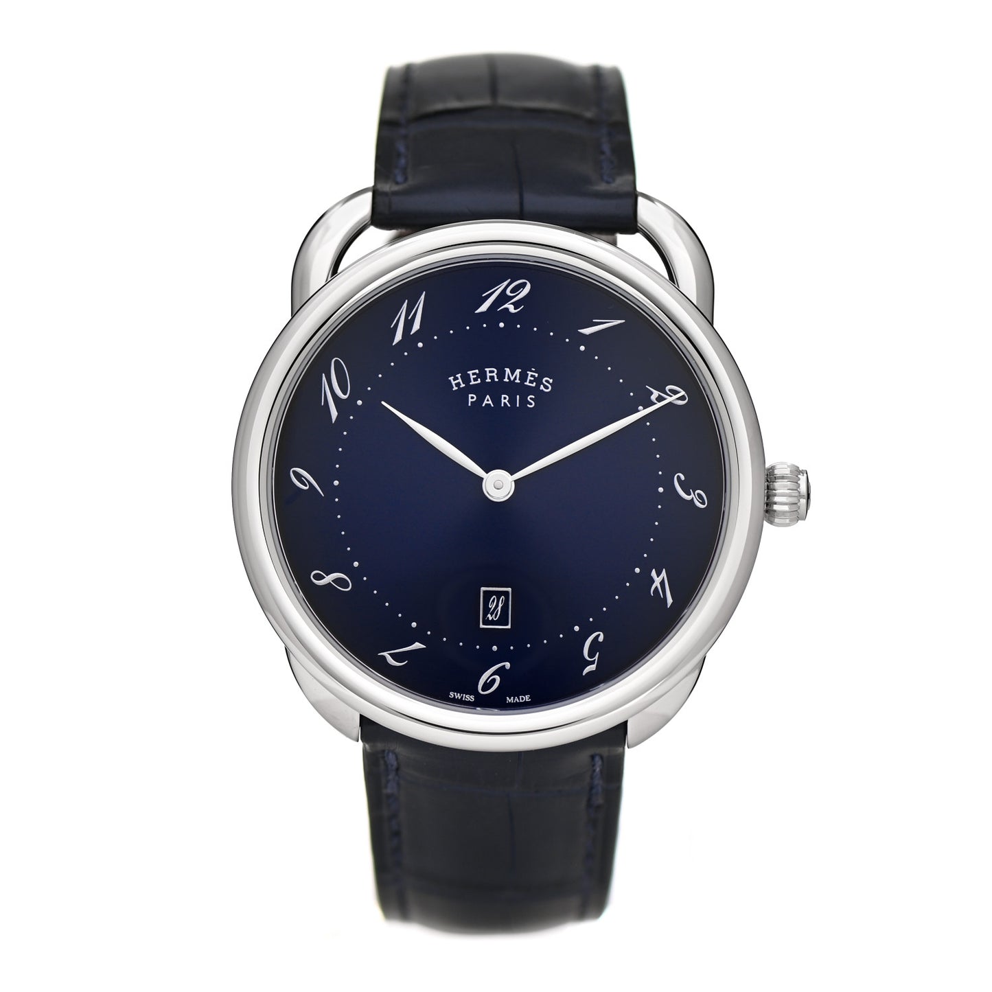 Stainless Steel Alligator 40mm Arceau Quartz Watch Bleu Abysse