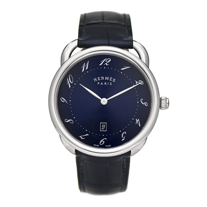 Hermes Stainless Steel Alligator 40mm Arceau Quartz Watch Bleu Abysse 1 of 5