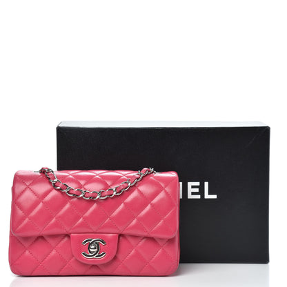 Chanel Lambskin Quilted Mini Rectangular Flap Dark Pink 14 of 14