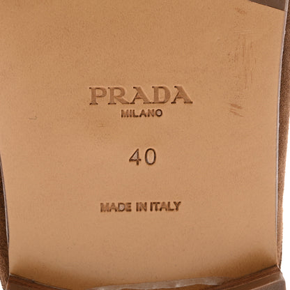 Prada Suede Metal Triangle Logo 10mm Loafer Mules 40 Cannella 7 of 8