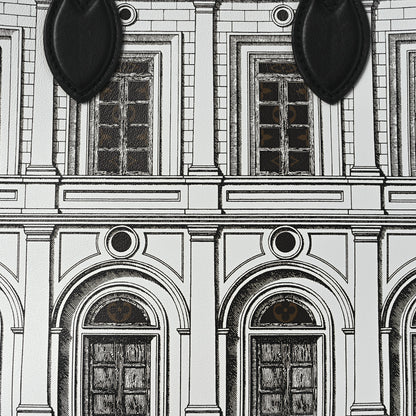 Louis Vuitton X FORNASETTI Calfskin Architettura Onthego MM Black White 7 of 9