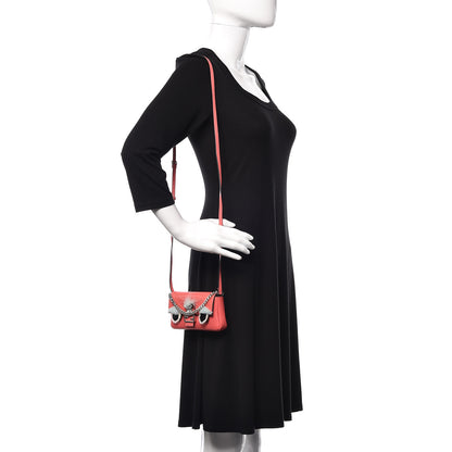 Fendi Nappa Rabbit Fox Fur Micro Buggie Baguette Coral 2 of 9