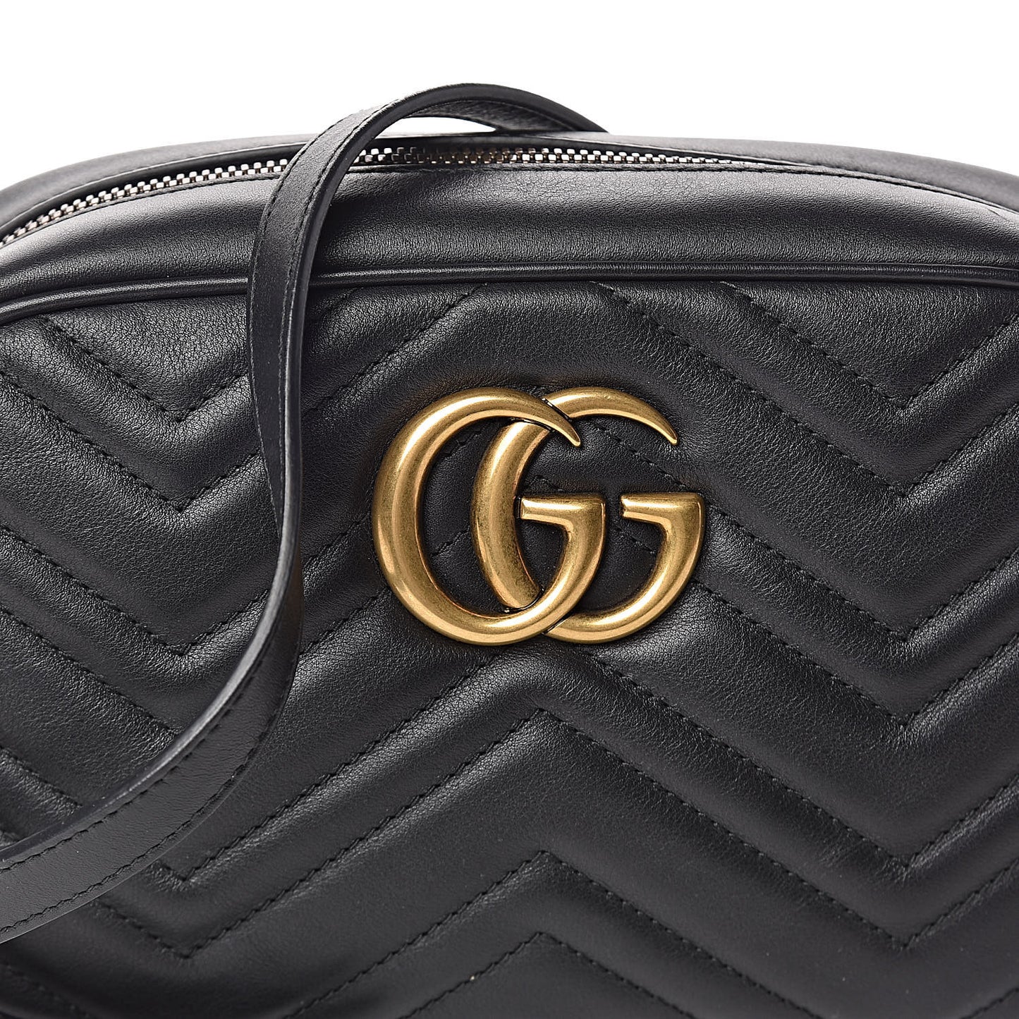 Calfskin Matelasse Small GG Marmont Chain Shoulder Bag Black