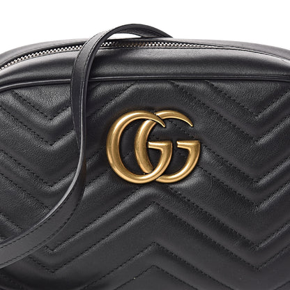 Gucci Calfskin Matelasse Small GG Marmont Chain Shoulder Bag Black 10 of 10