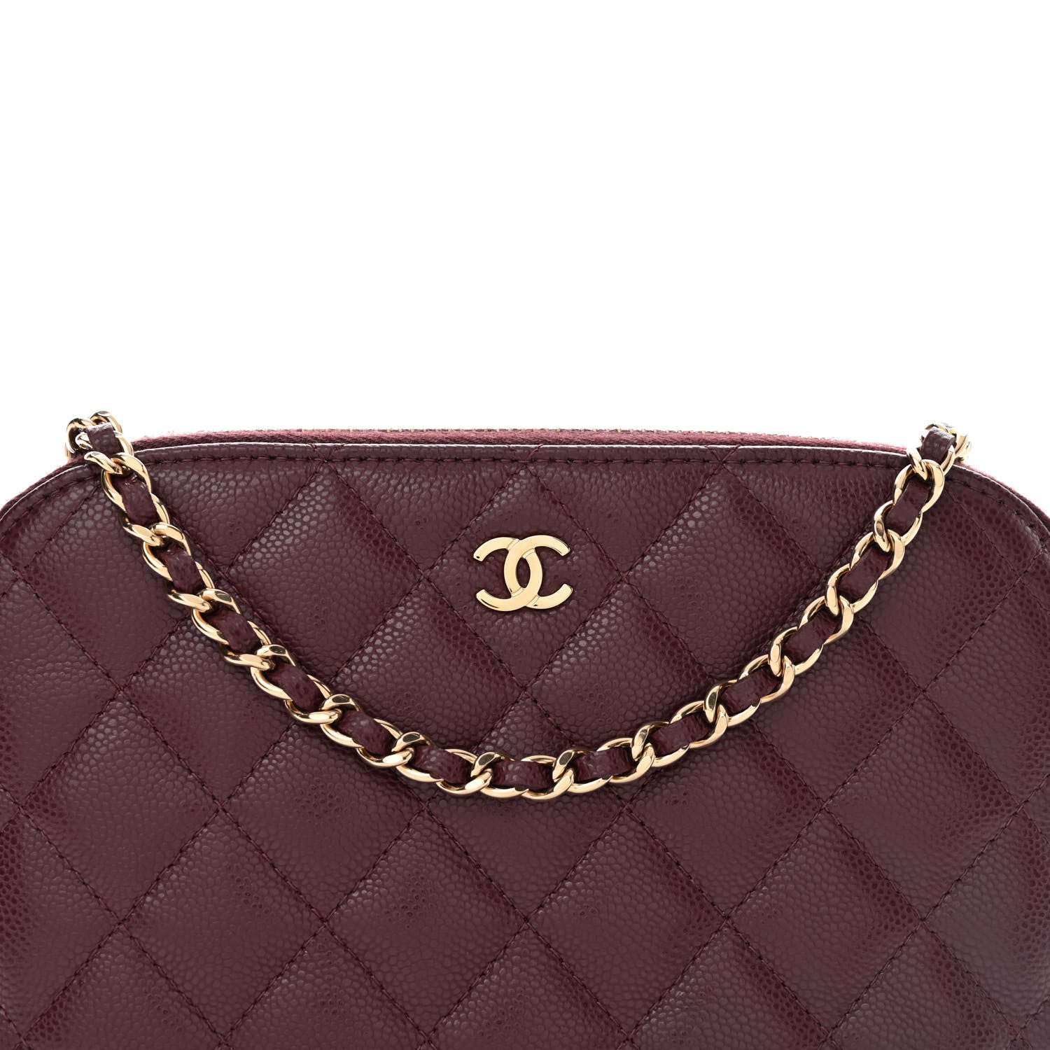 Chanel Caviar Quilted Classic Clutch With Chain Burgundy 8 of 12