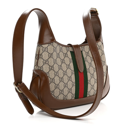 Gucci GG Supreme Monogram Azalea Calfskin Web Small Jackie 1961 Hobo Beige Ebony Brown Sugar 3 of 10