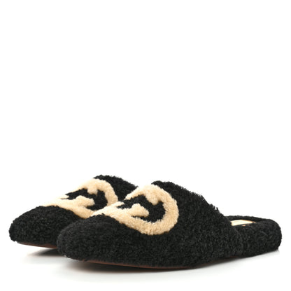 Gucci Shearling Interlocking G Womens Eileen Slippers 36 Black Butterscotch 3 of 9