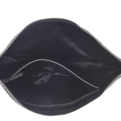 Prada Calfskin Crocodile Embossed Long Clutch Black 5 of 9