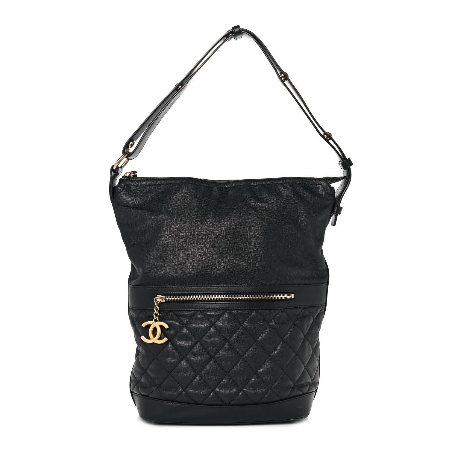 Chanel Caviar Lambskin Quilted Casual Style Hobo Black 1 of 10