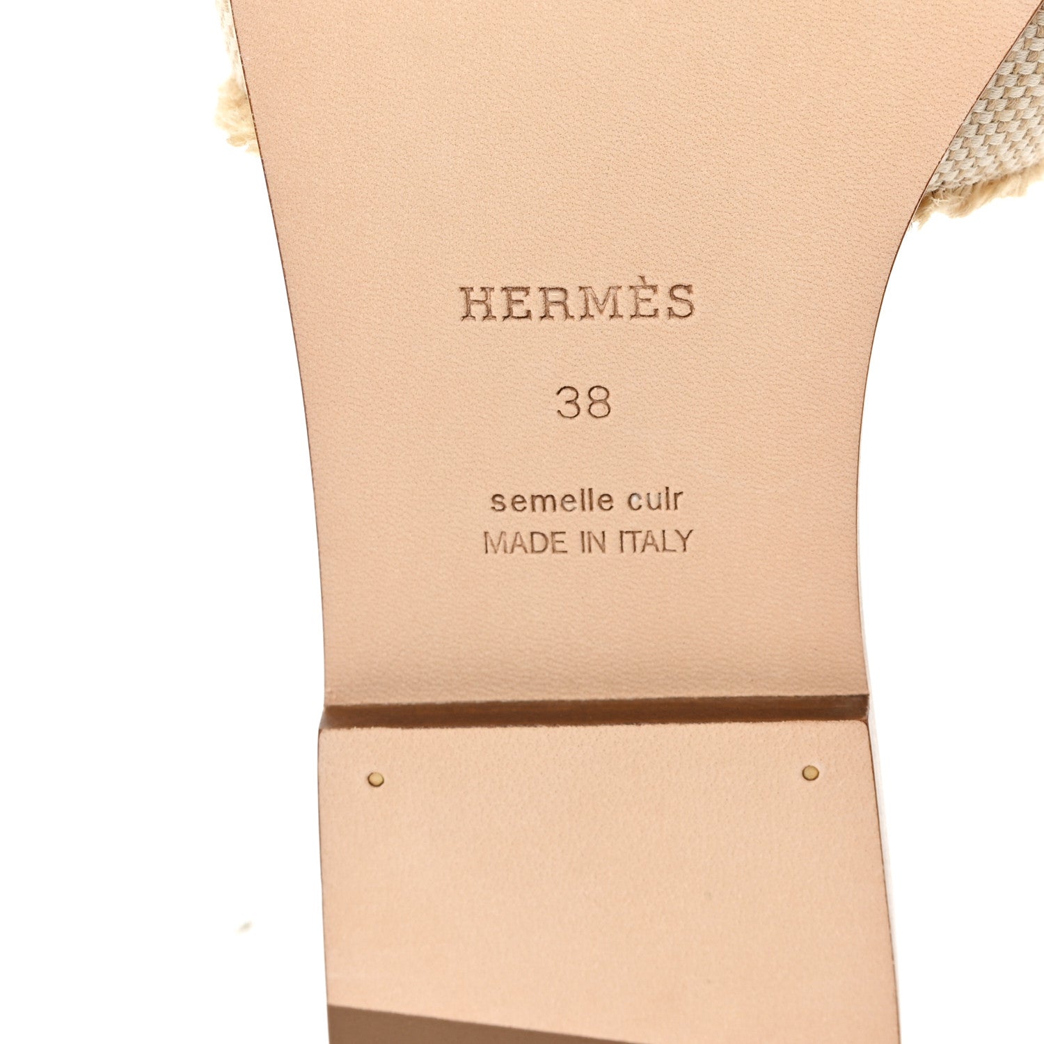 Hermes Linen Canvas Fringe Oran Sandals 38 Beige 7 of 9