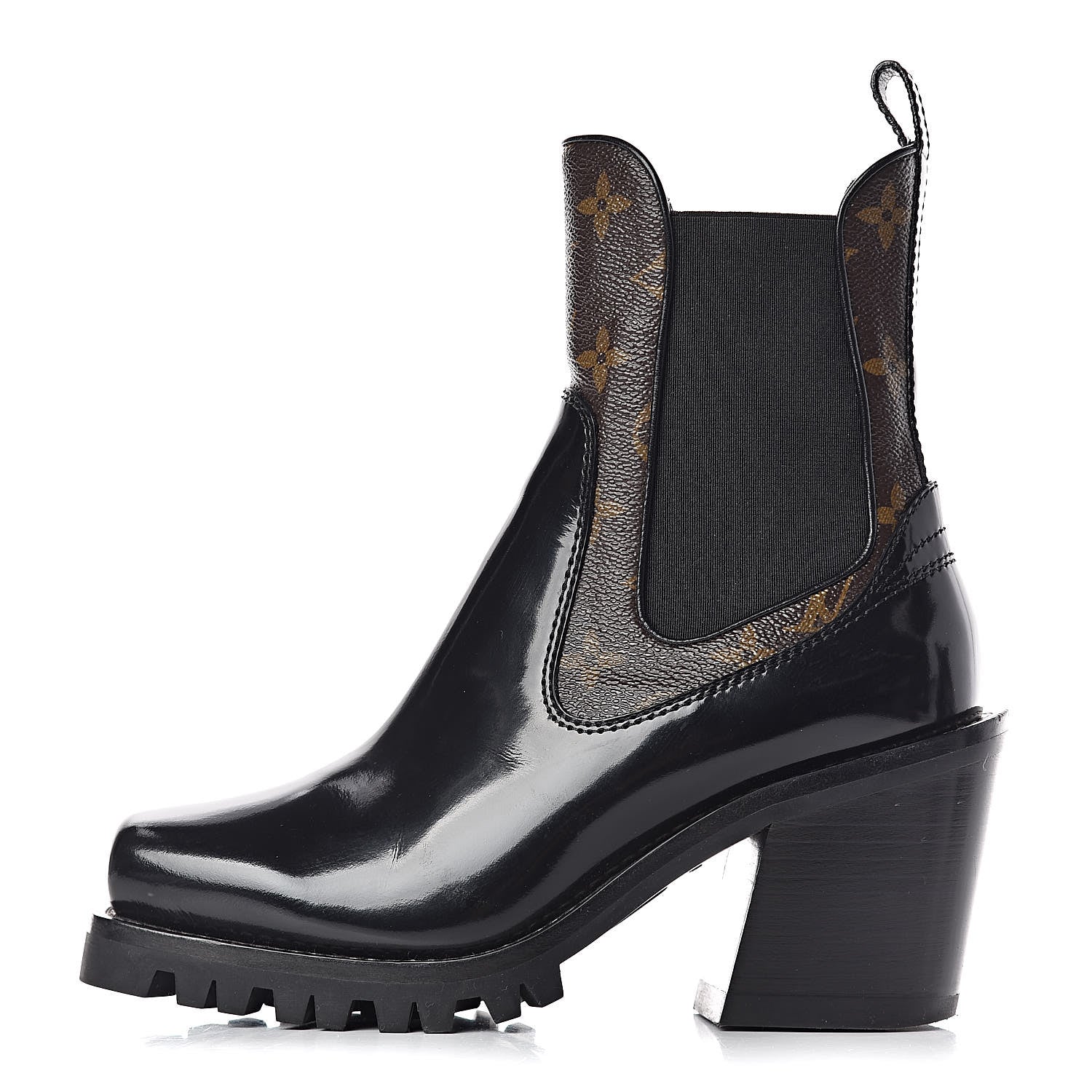 Louis Vuitton Patent Monogram Limitless Ankle Boots 36.5 Black 1 of 8