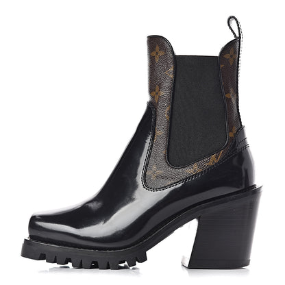 Louis Vuitton Patent Monogram Limitless Ankle Boots 36.5 Black 1 of 8