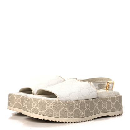 Gucci GG Supreme Monogram Granada Kid Angelina Platform 35mm Slingback Sandals 37.5 White Mystic White 4 of 9