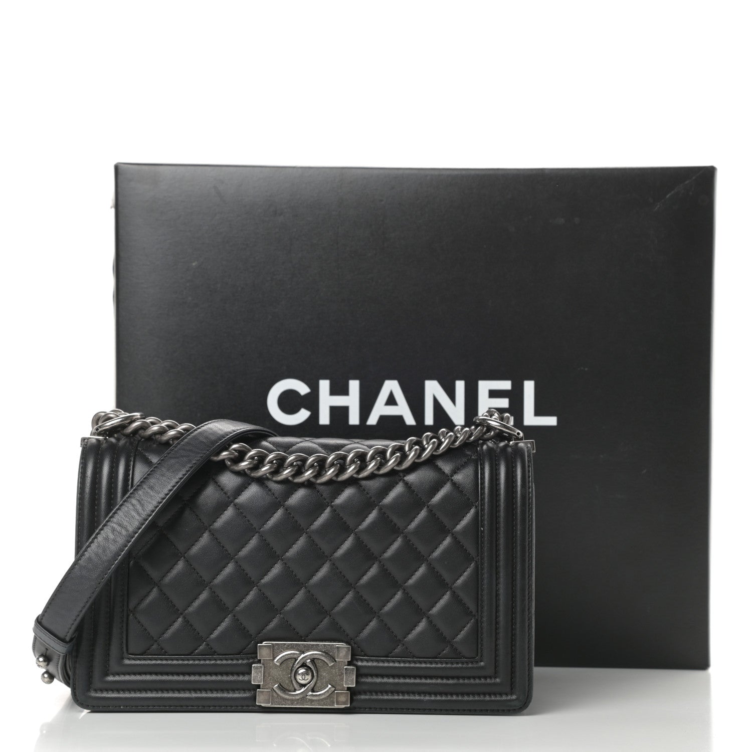 Chanel Lambskin Quilted Medium Boy Flap Black 19 of 19
