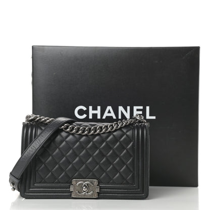 Chanel Lambskin Quilted Medium Boy Flap Black 19 of 19