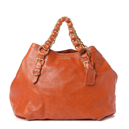 Prada Vitello Shine Chain Top Handle Tote Papaya 1 of 9